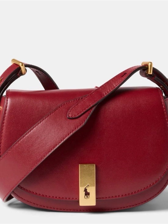 Ralph Lauren Handbags - Ralph Lauren Red Leather Saddle Crossbody Bag